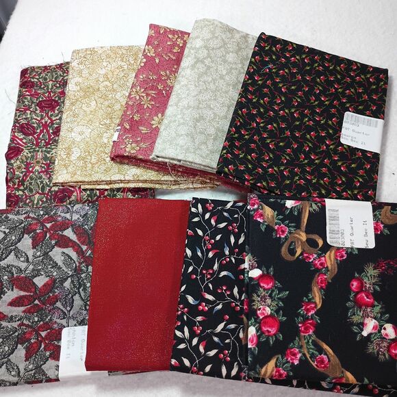 Unbranded Other - Vtg. Quilting Fabric Mix Lot  Fat Quarters  Craft 9pc Lot Cotton Fabric